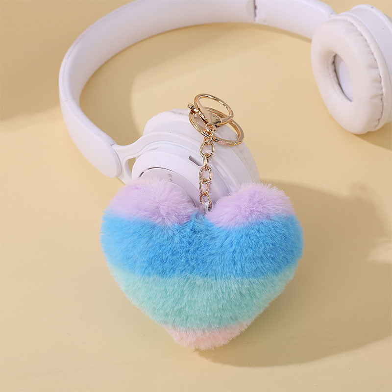 Fluffy Heart Pom Pom Keychain - Color_03