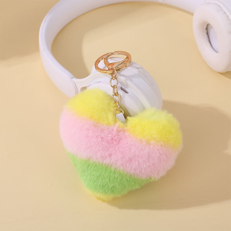 Fluffy Heart Pom Pom Keychain - Color_08