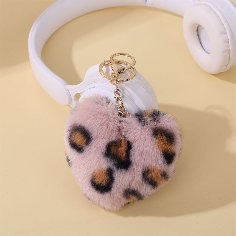 Fluffy Heart Pom Pom Keychain - Color_09