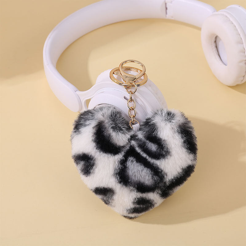 Fluffy Heart Pom Pom Keychain - Color_11