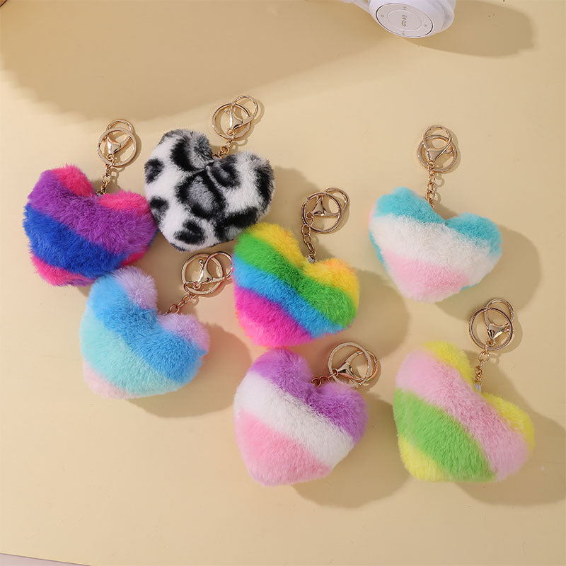 Fluffy Heart Pom Pom Keychain