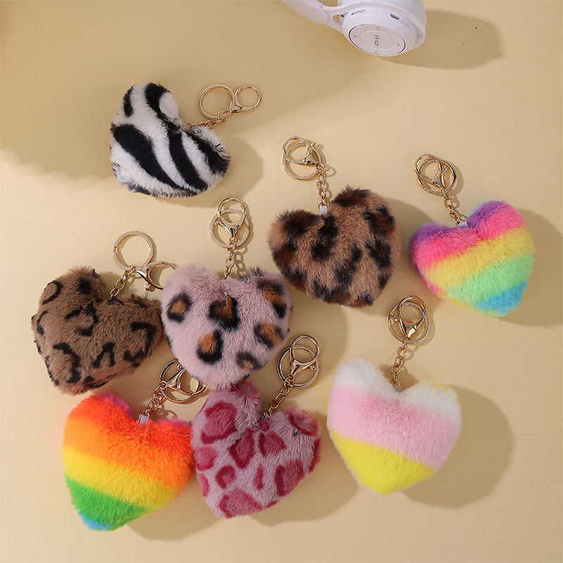 Fluffy Heart Pom Pom Keychain - view 1