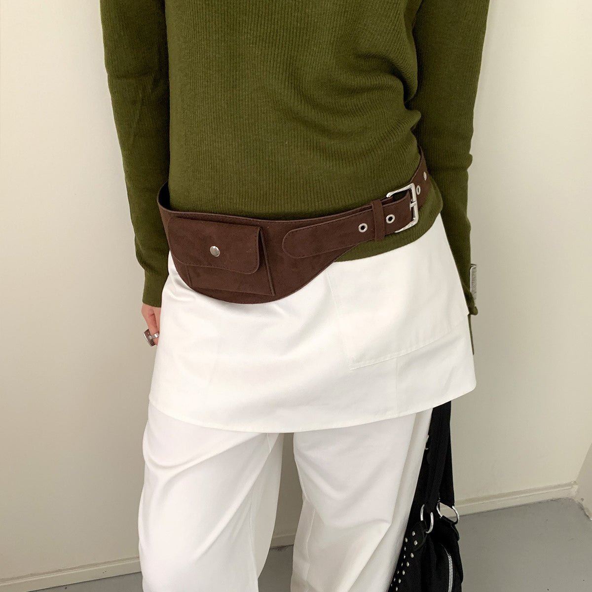 Faux Suede Western Pocket Belt Bag