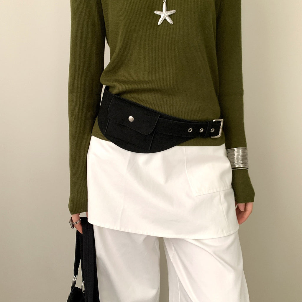 Faux Suede Western Pocket Belt Bag