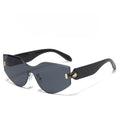 Rimless One Piece Shield Sunglasses - Black-1
