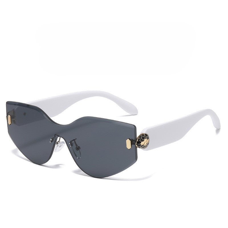 Rimless One Piece Shield Sunglasses - White