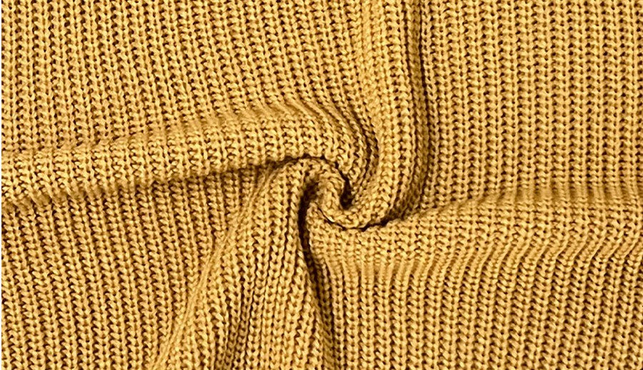 Fold Over Collar Off Shoulder Knit Sweater