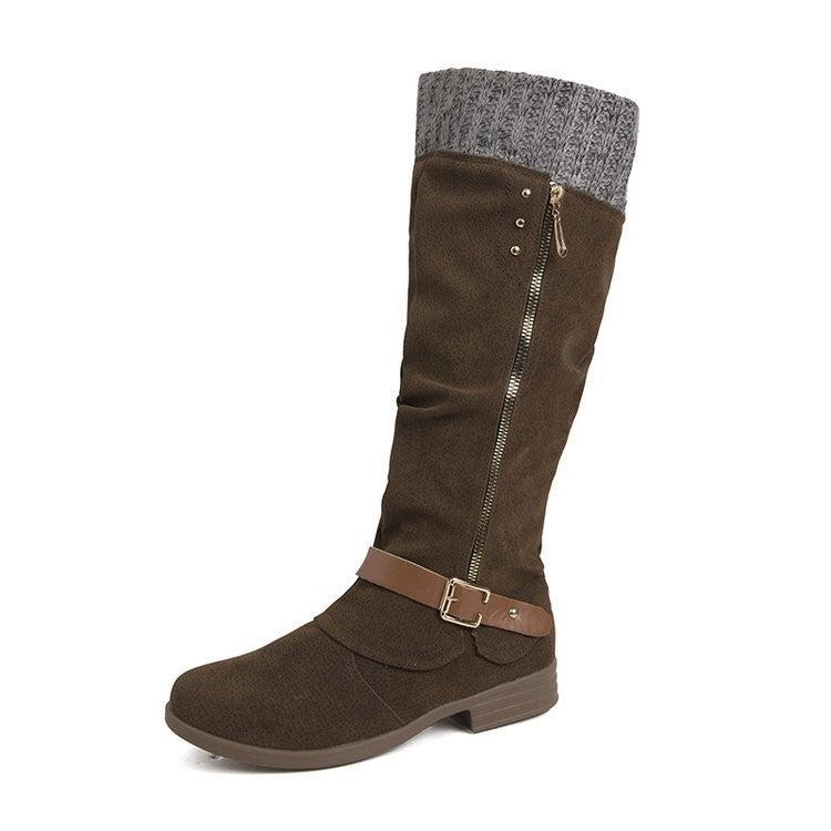 Knit Cuff Slouchy Knee High Riding Boots