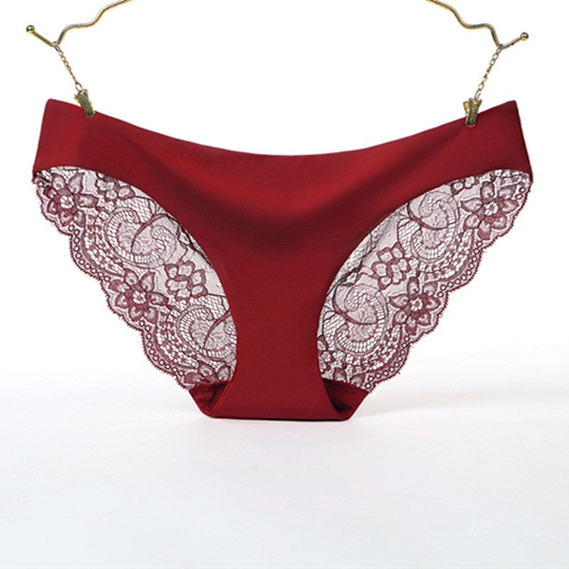 Seamless Ice Silk Lace Back Low Rise Brief