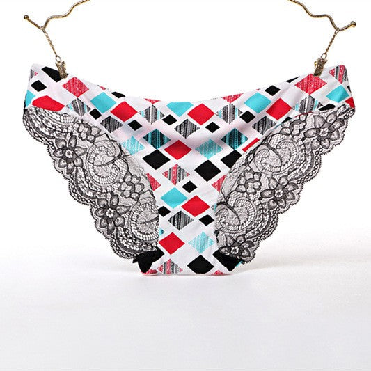 Seamless Ice Silk Lace Back Low Rise Brief