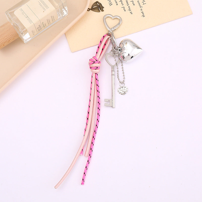 Bow Tassel Heart Charm Keychain - Color_10