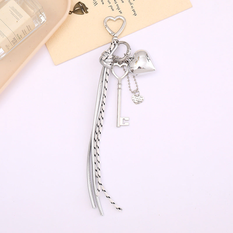 Bow Tassel Heart Charm Keychain - Color_11