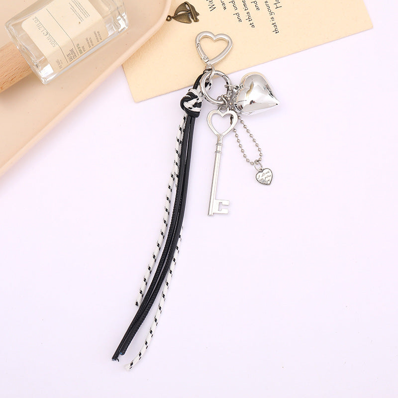 Bow Tassel Heart Charm Keychain - Color_12