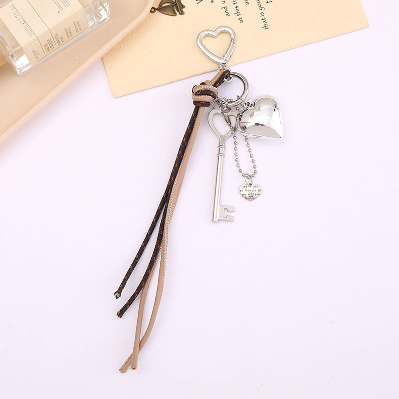 Bow Tassel Heart Charm Keychain - Color_14