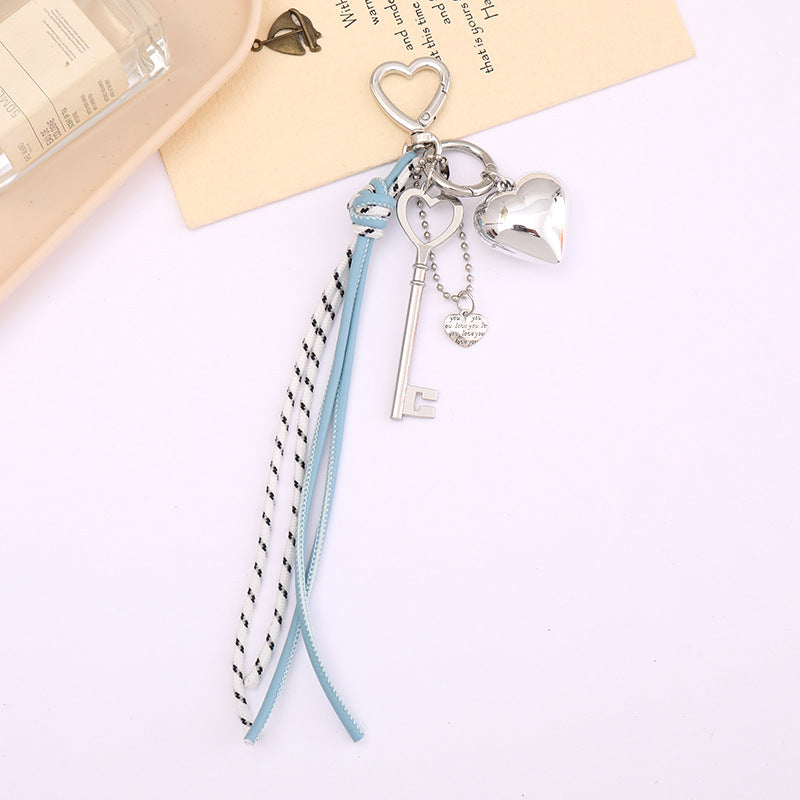 Bow Tassel Heart Charm Keychain - Color_15