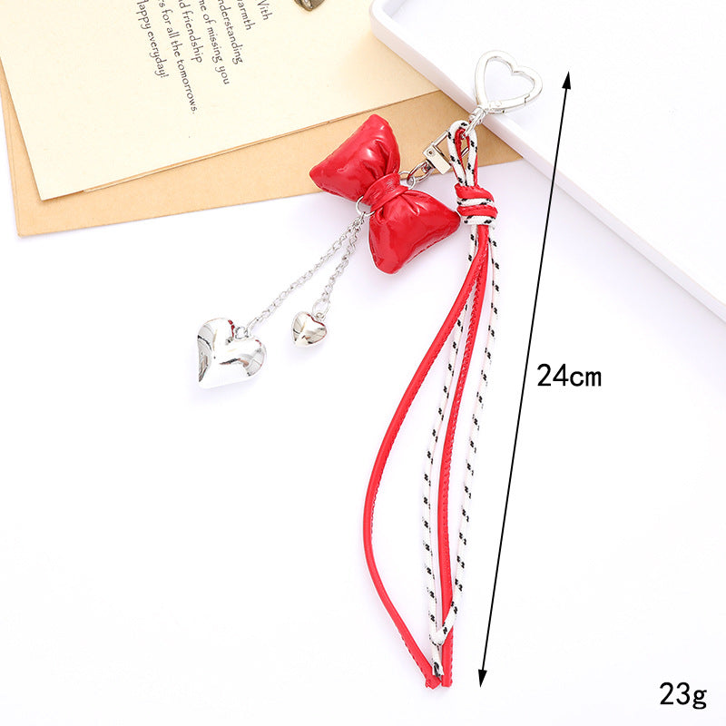 Bow Tassel Heart Charm Keychain - Color_3