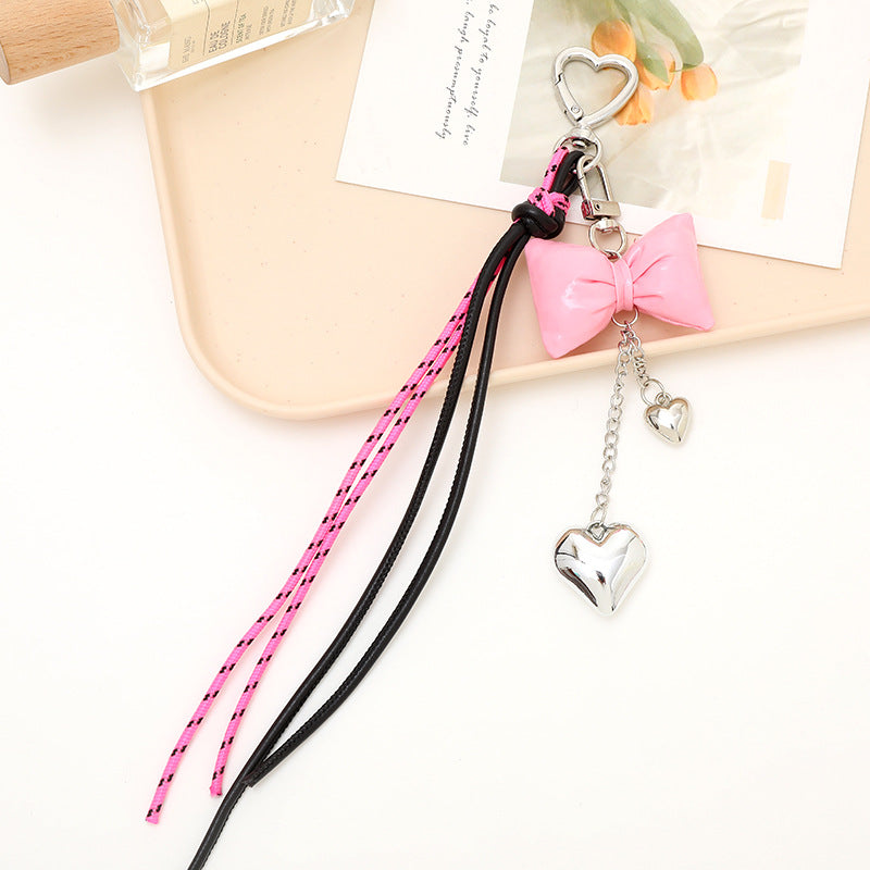 Bow Tassel Heart Charm Keychain - Color_4