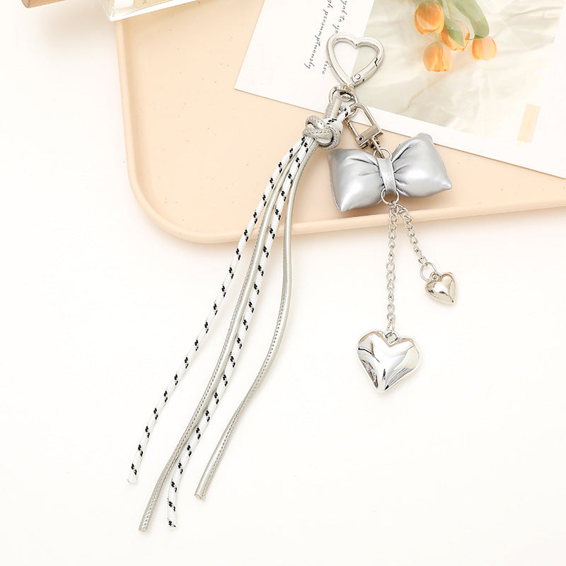 Bow Tassel Heart Charm Keychain - Color_5