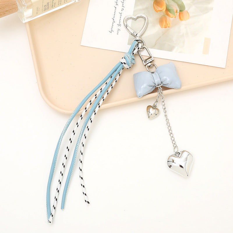 Bow Tassel Heart Charm Keychain - Color_6
