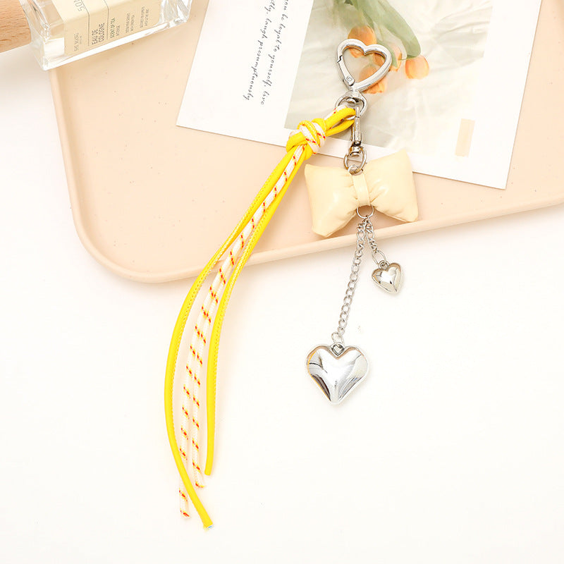 Bow Tassel Heart Charm Keychain - Color_7