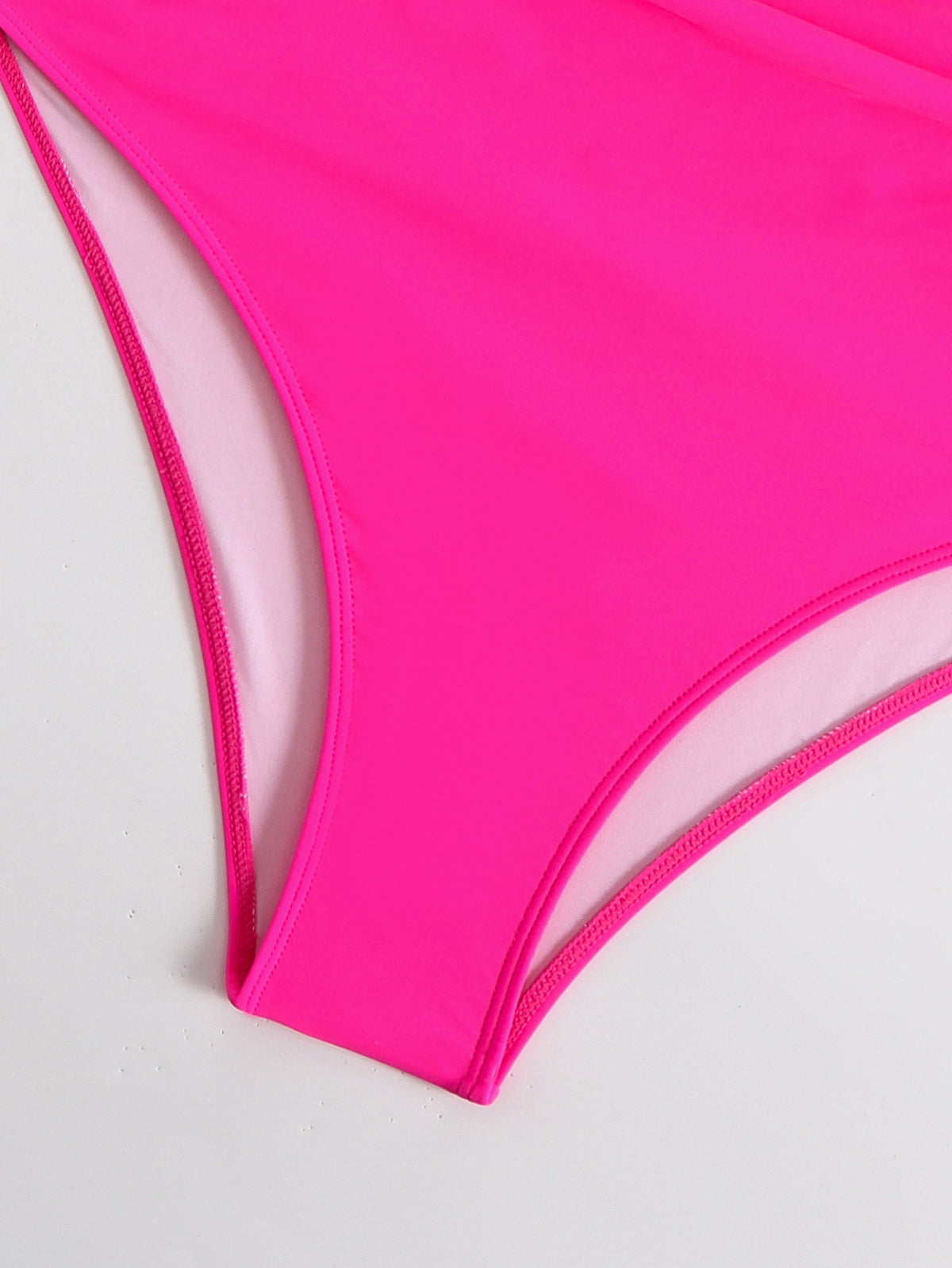 Notched Square Neck One Piece Swimsuit - Rosered - 3