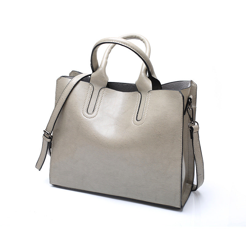 Structured Faux Leather Tote Bag - Grey