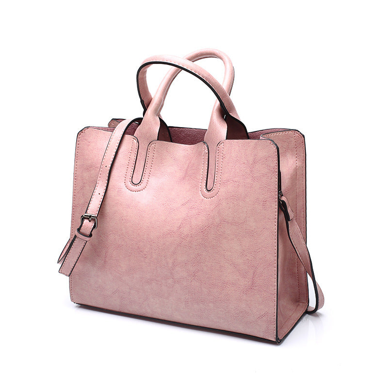 Structured Faux Leather Tote Bag - Pink