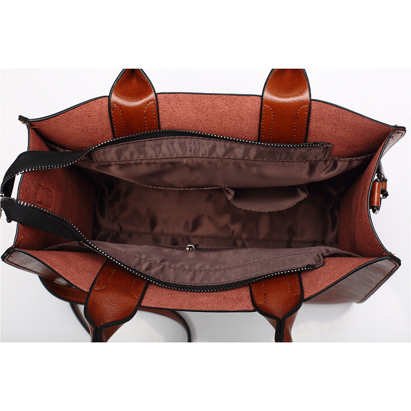 Structured Faux Leather Tote Bag - view 2