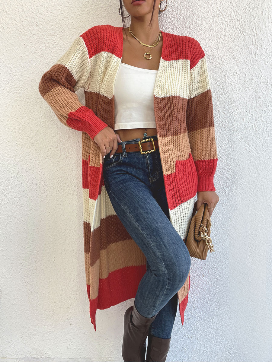Colorblock Striped Longline Duster Cardigan - view 1