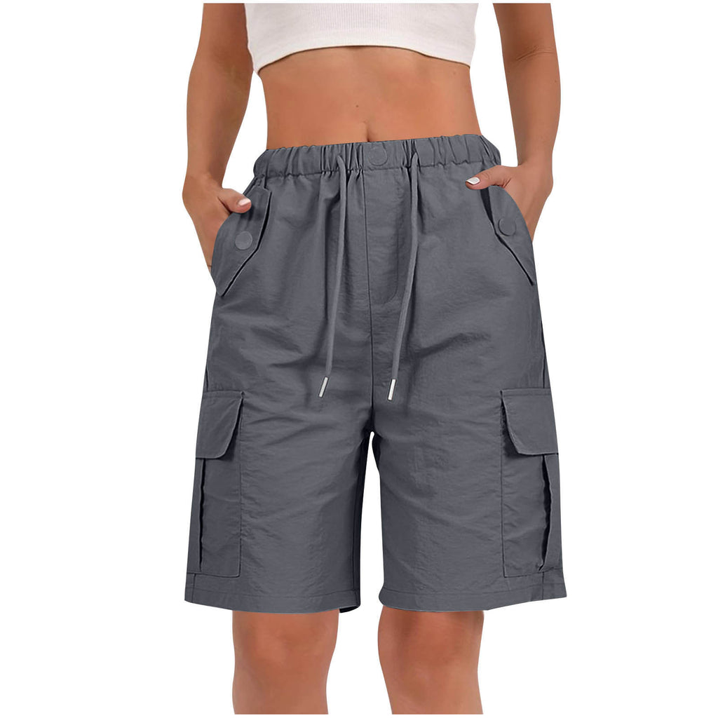 Drawstring Knee Length Cargo Bermuda Shorts - DarkGray