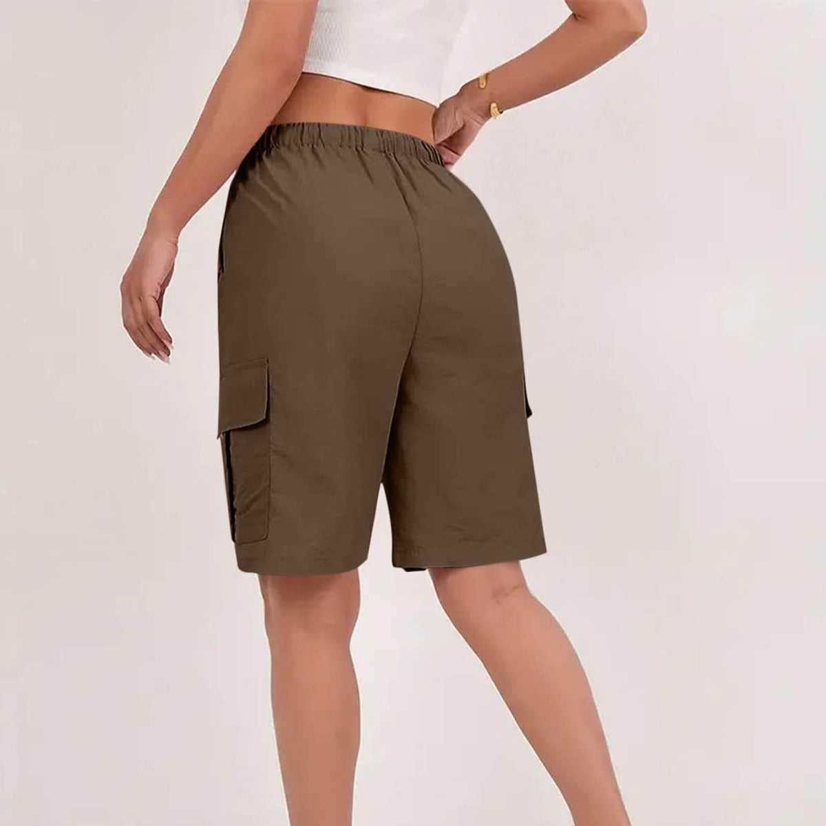 Drawstring Knee Length Cargo Bermuda Shorts - view 1