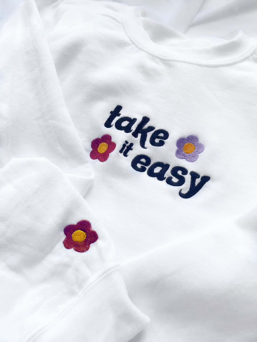 Retro Embroidered Slogan Crewneck Sweatshirt - Letters - 1