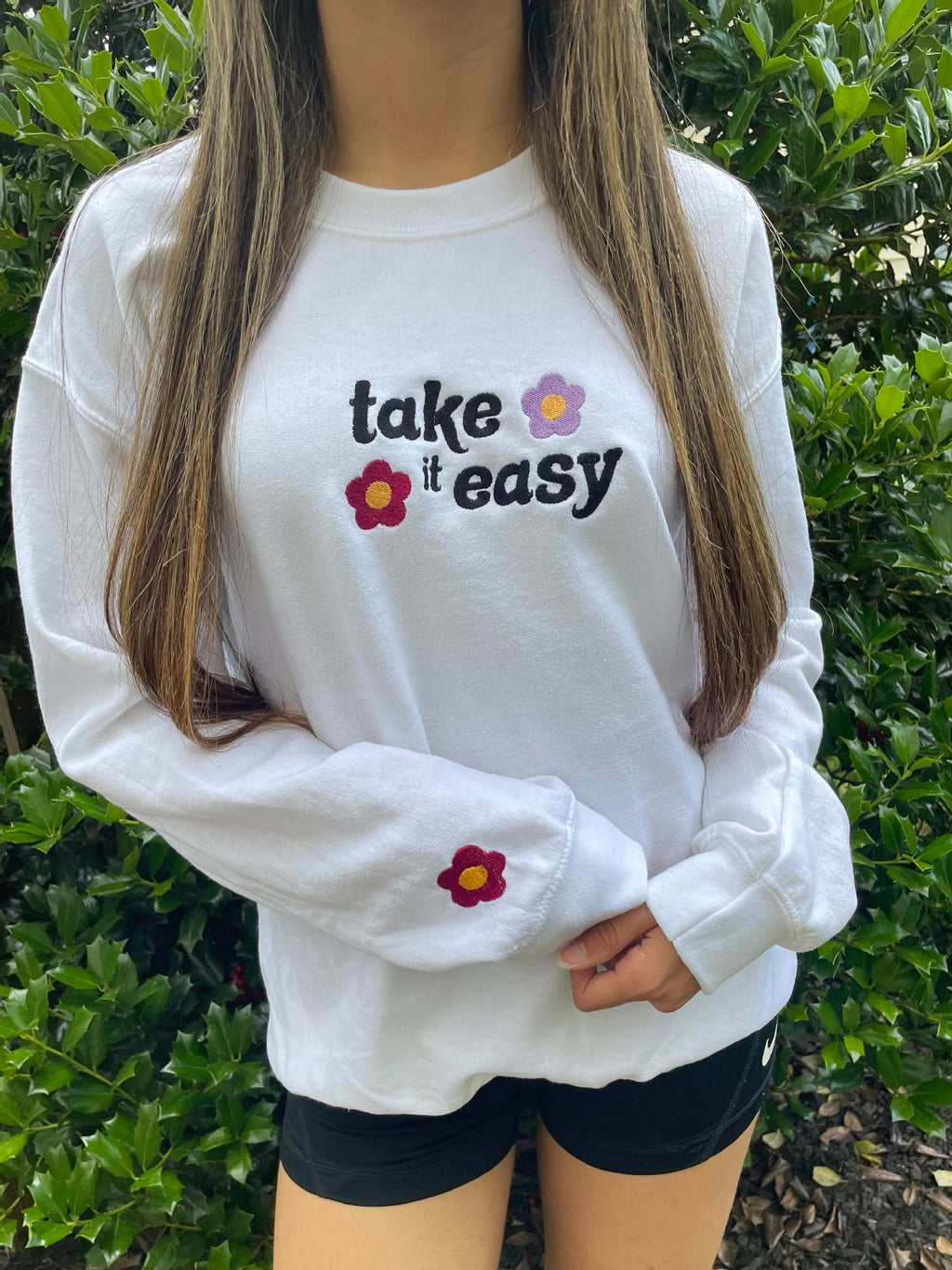 Retro Embroidered Slogan Crewneck Sweatshirt - Letters - 2