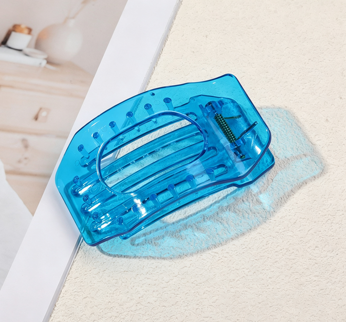 Neon Translucent Rectangle Hair Claw Clip - Blue