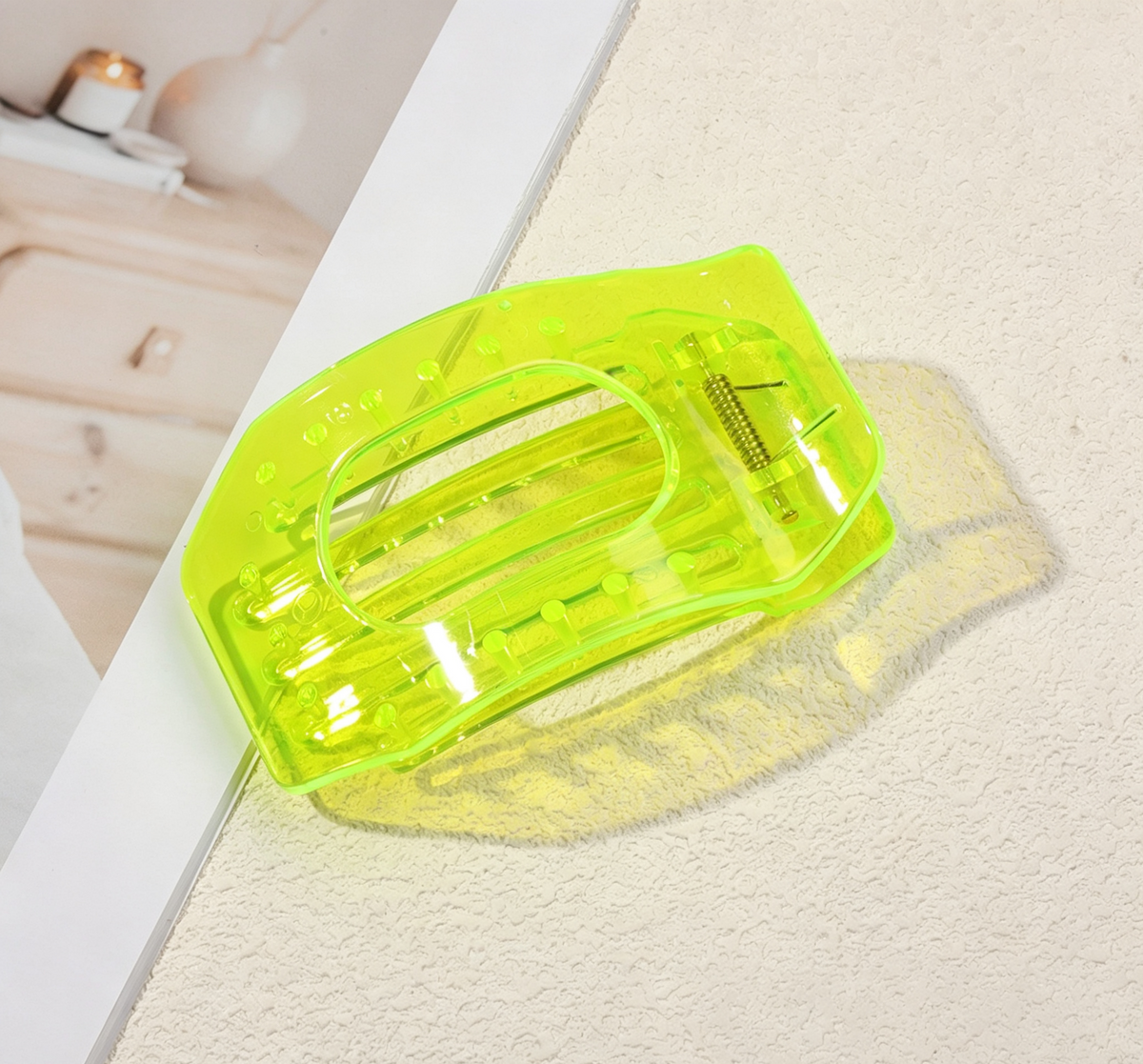 Neon Translucent Rectangle Hair Claw Clip - Bright_Yellow