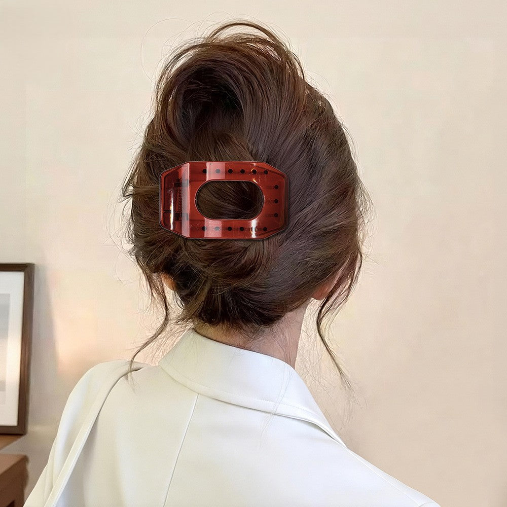 Neon Translucent Rectangle Hair Claw Clip - Dark_Coffee - 1