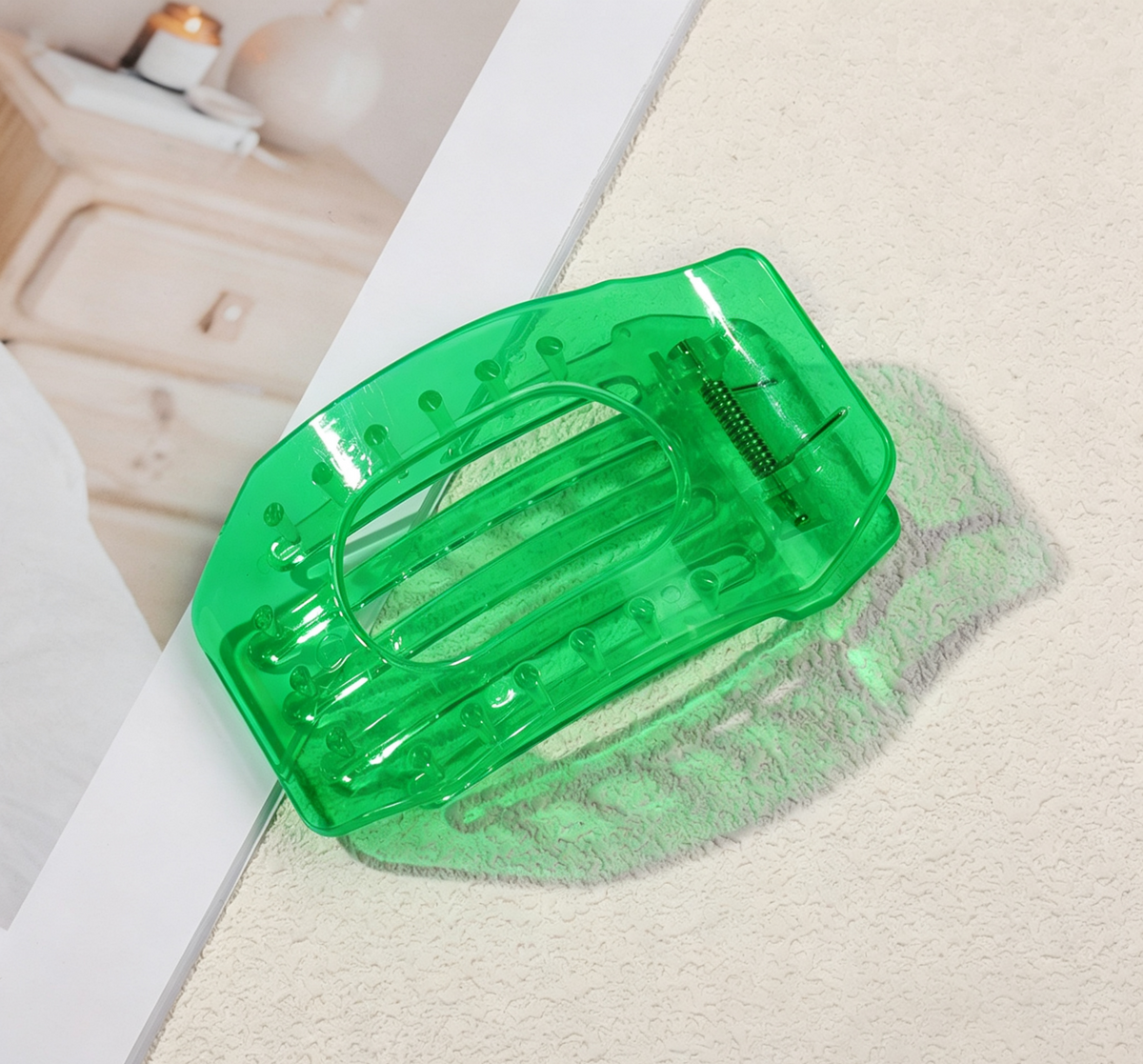 Neon Translucent Rectangle Hair Claw Clip - Dark_Green