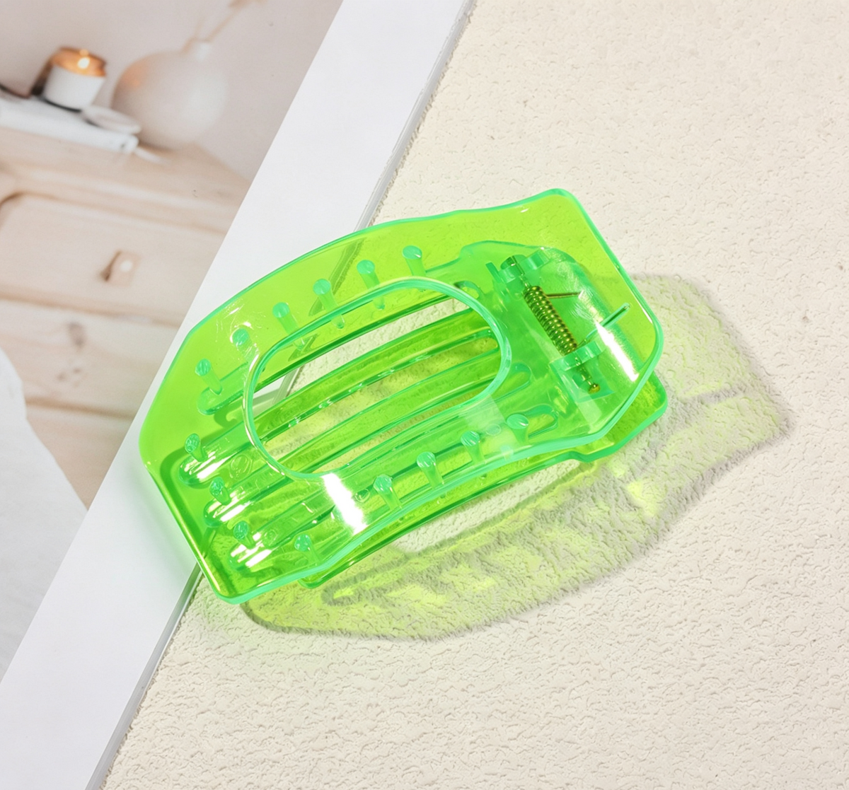Neon Translucent Rectangle Hair Claw Clip - Green