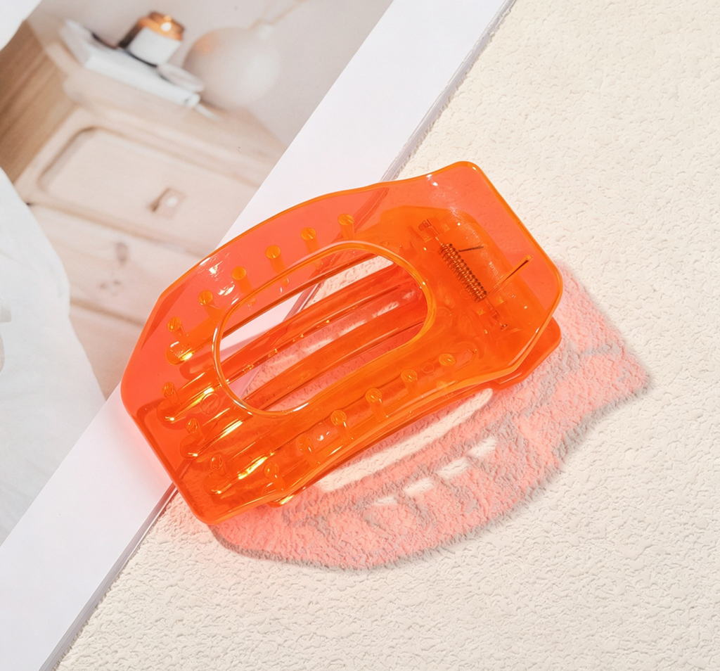 Neon Translucent Rectangle Hair Claw Clip - Orange