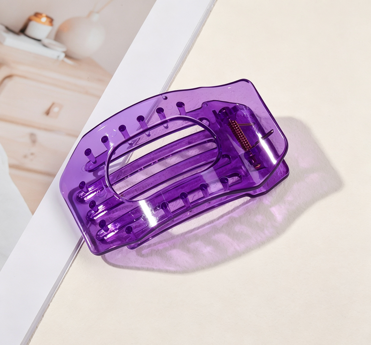 Neon Translucent Rectangle Hair Claw Clip - Purple