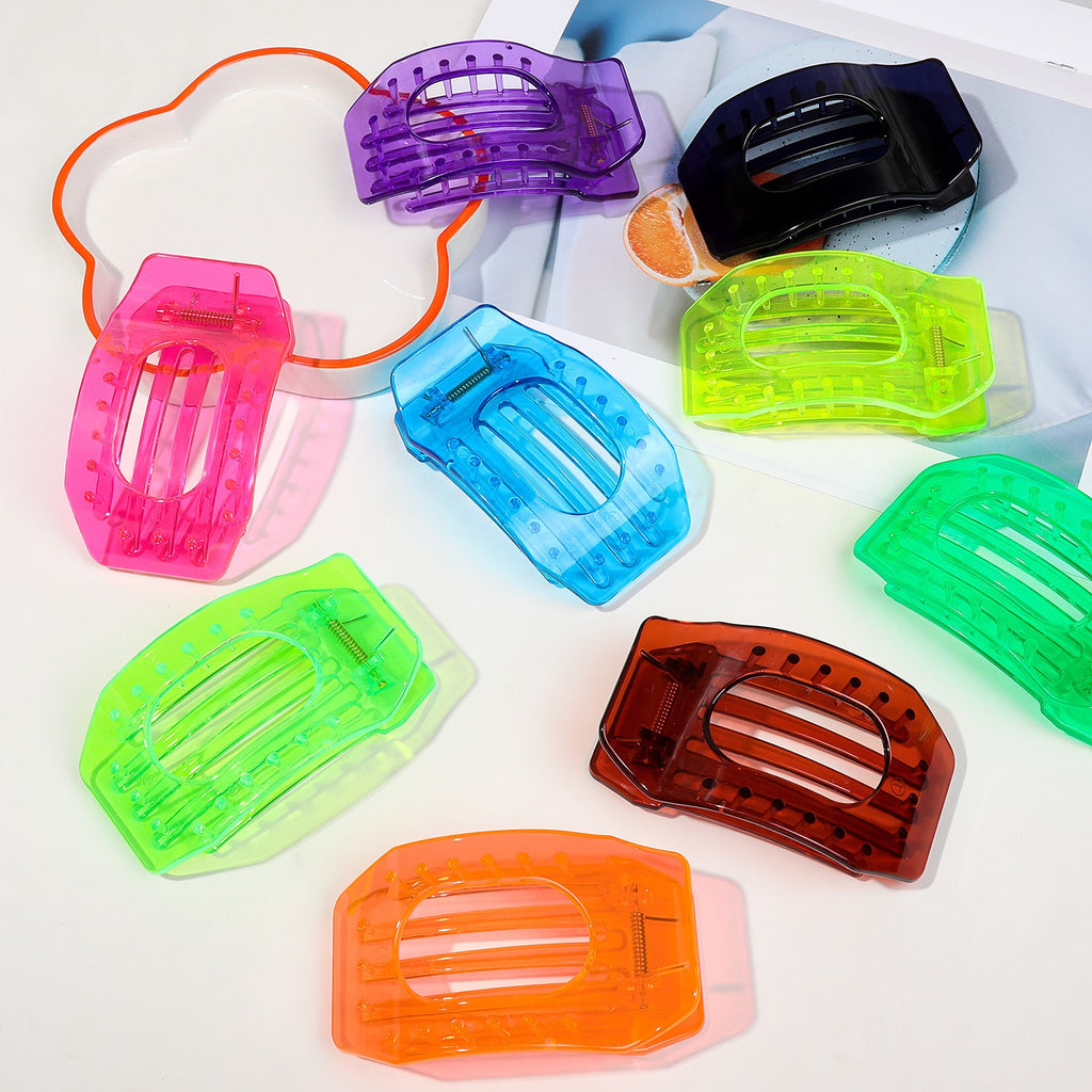 Neon Translucent Rectangle Hair Claw Clip