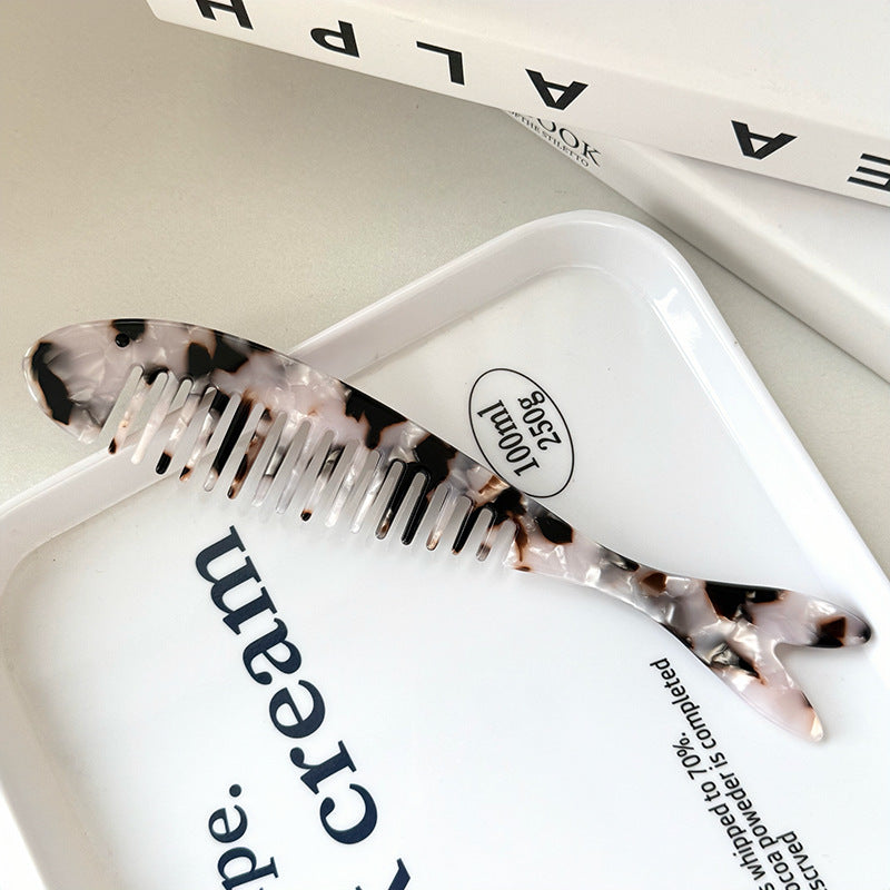 Fish Shaped Wide Tooth Detangling Comb - Coffee