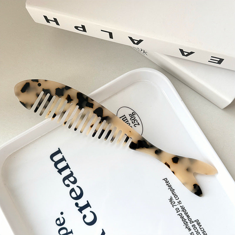 Fish Shaped Wide Tooth Detangling Comb - Leopard_K