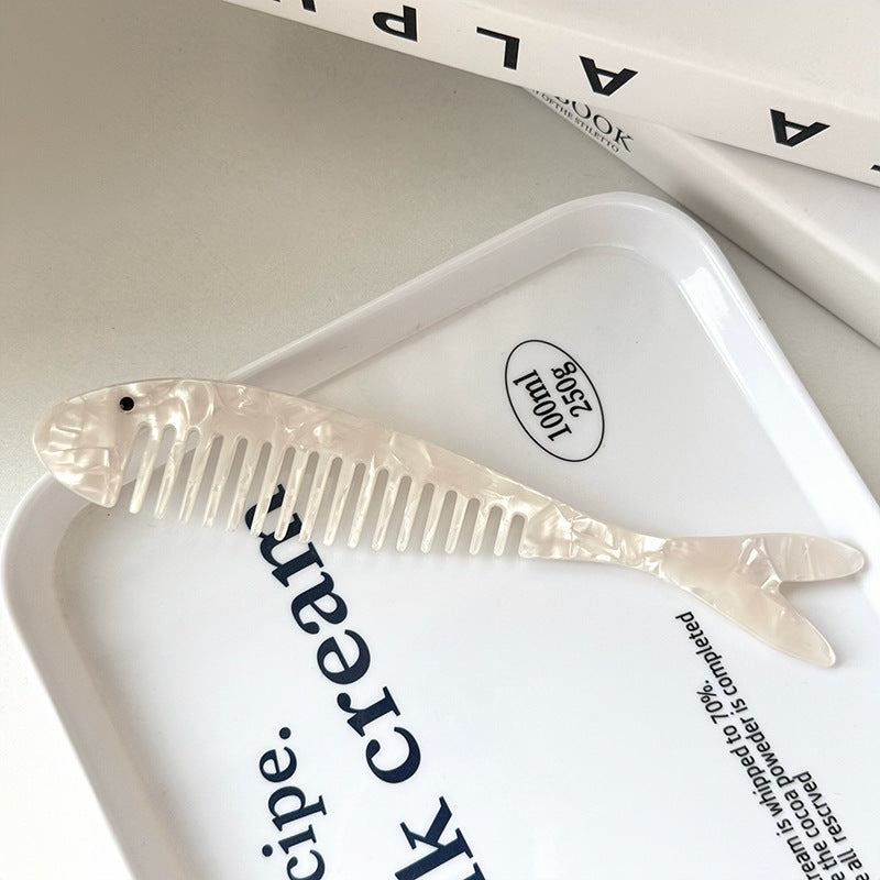 Fish Shaped Wide Tooth Detangling Comb - White - 1