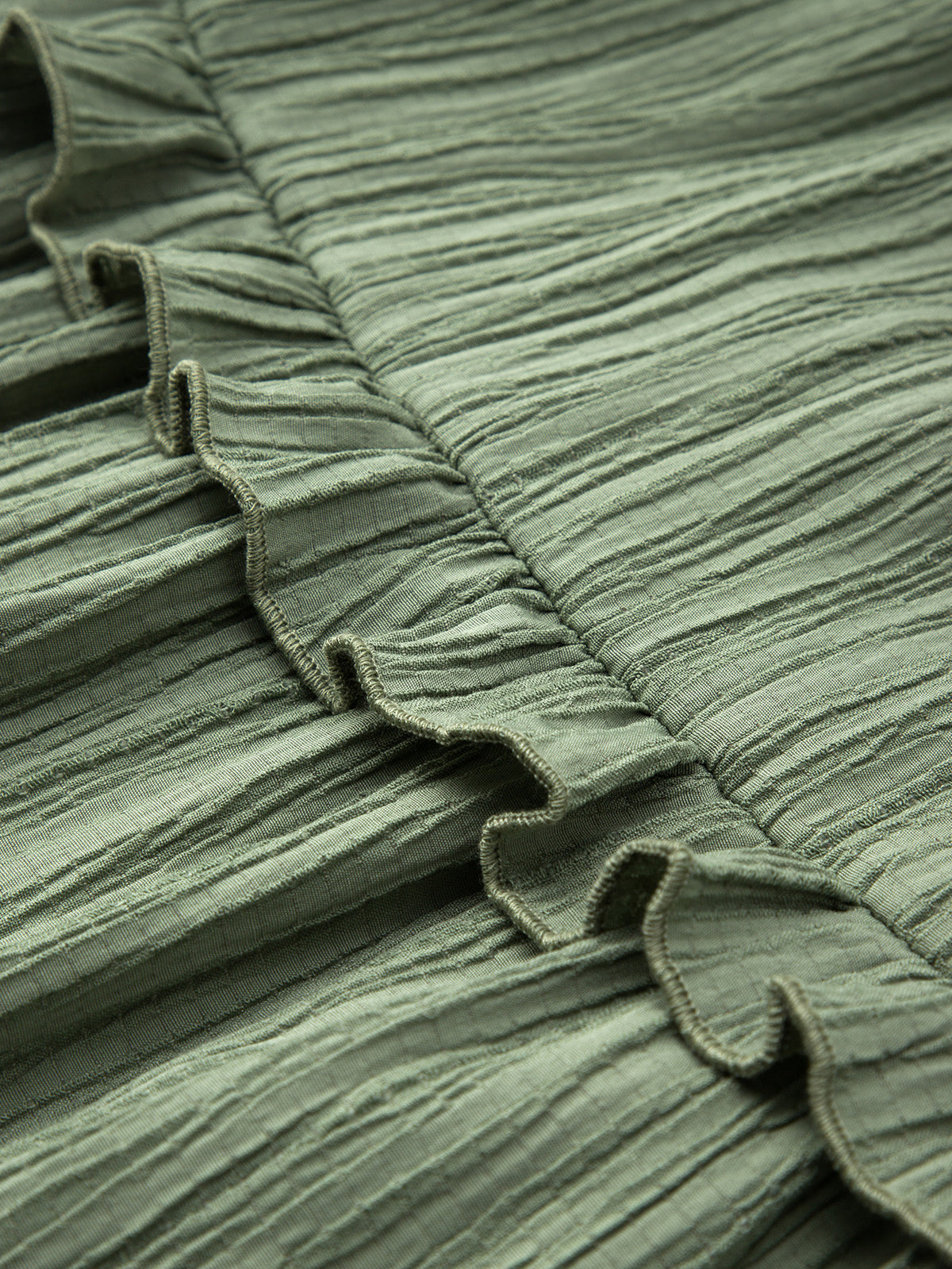 Crinkle Tiered Ruffle Maxi Skirt - Green - 5