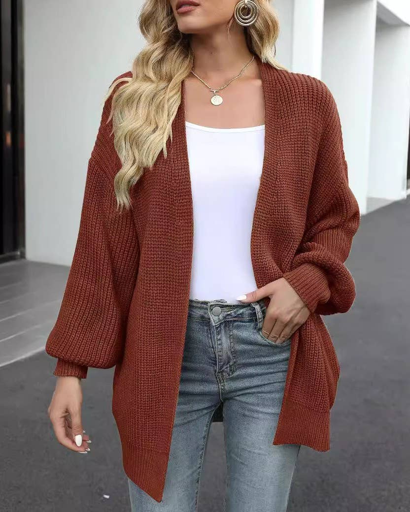 Chunky Open Front Batwing Sleeve Cardigan