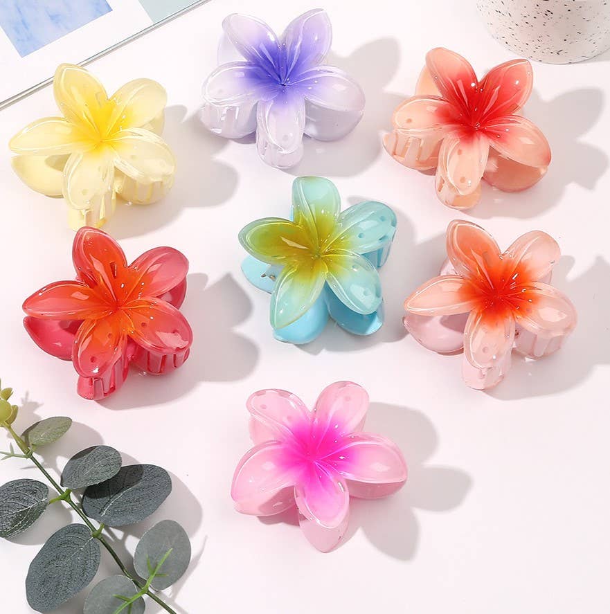 Tropical Plumeria Blossom Claw Hair Clip