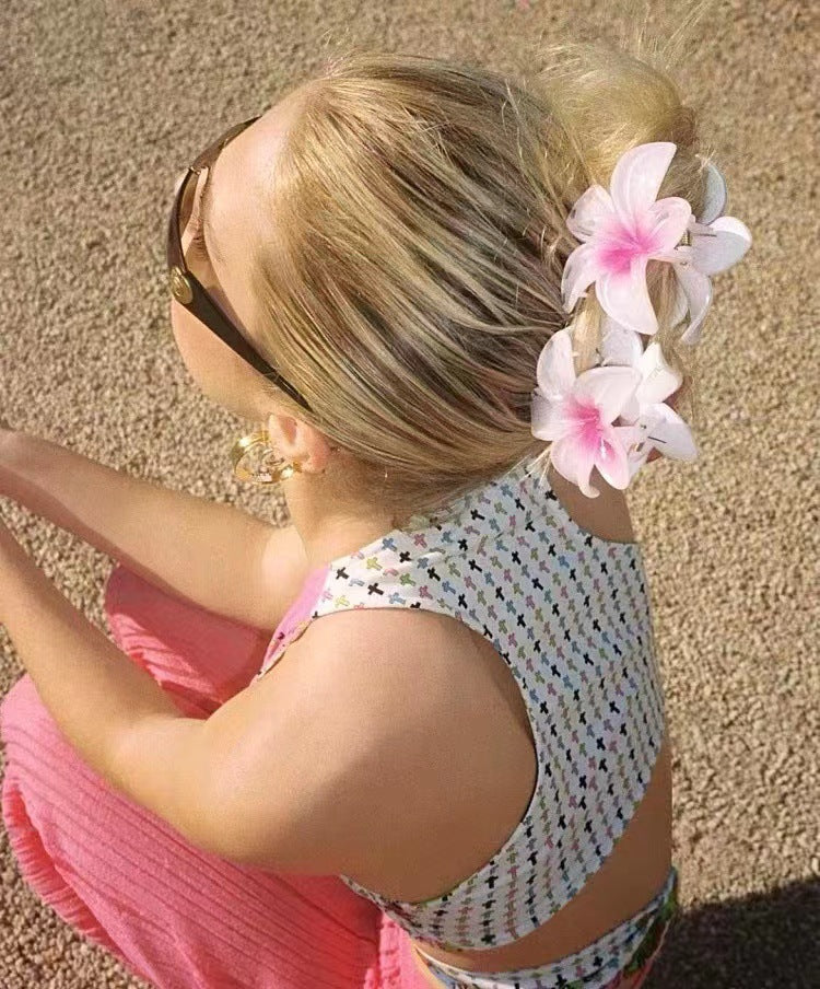 Tropical Plumeria Blossom Claw Hair Clip - view 4