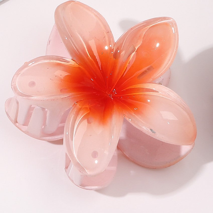 Tropical Plumeria Blossom Claw Hair Clip - pink
