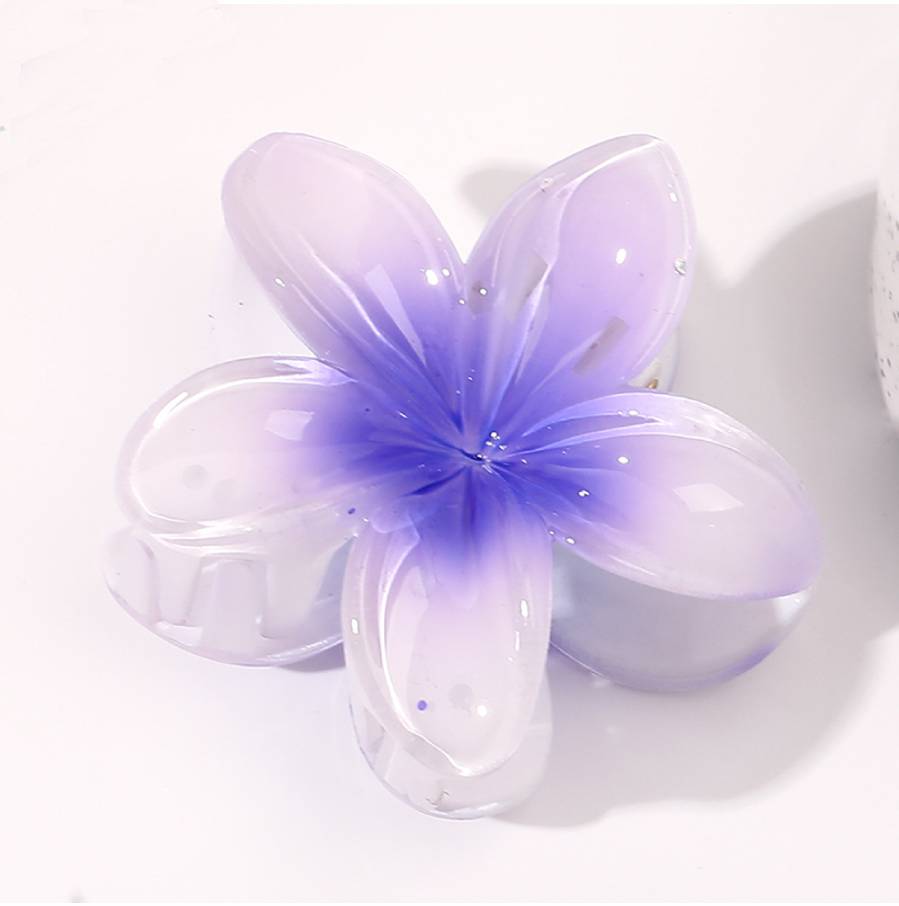Tropical Plumeria Blossom Claw Hair Clip - purple